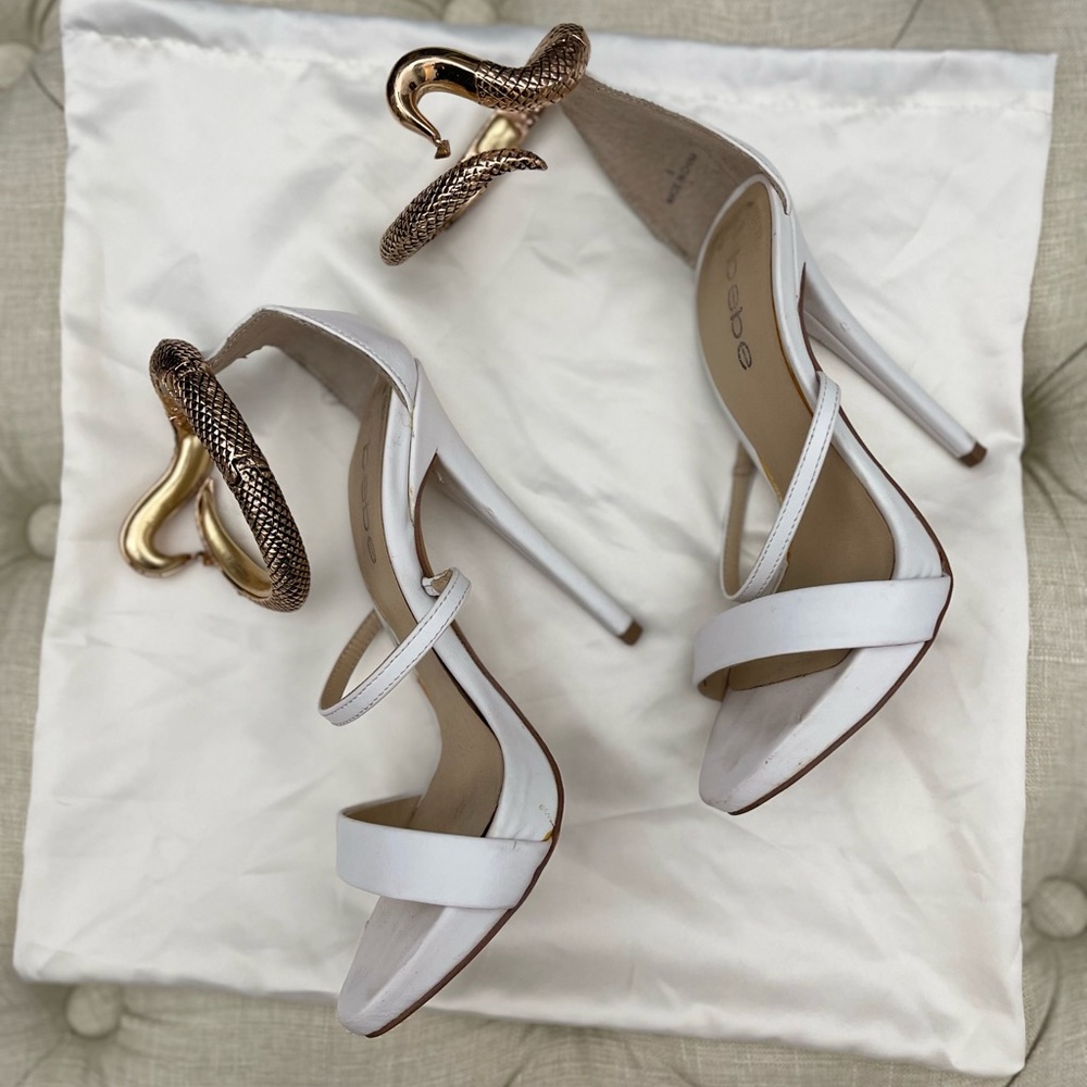 Bebe Snake Detail Ankle Strap Heels Size 5